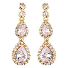 High quality AAA zircon drop earrings ladies temperament bridal long earrings