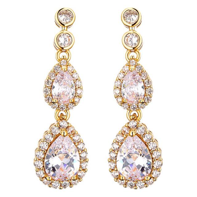 High quality AAA zircon drop earrings ladies temperament bridal long earrings