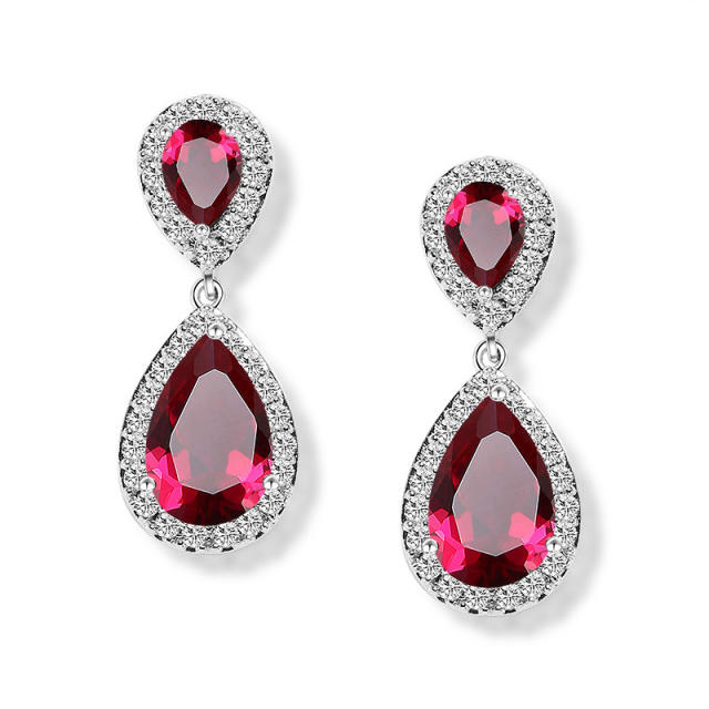 Classic water drop women's earrings with AAA grade zircon bridal earrings
