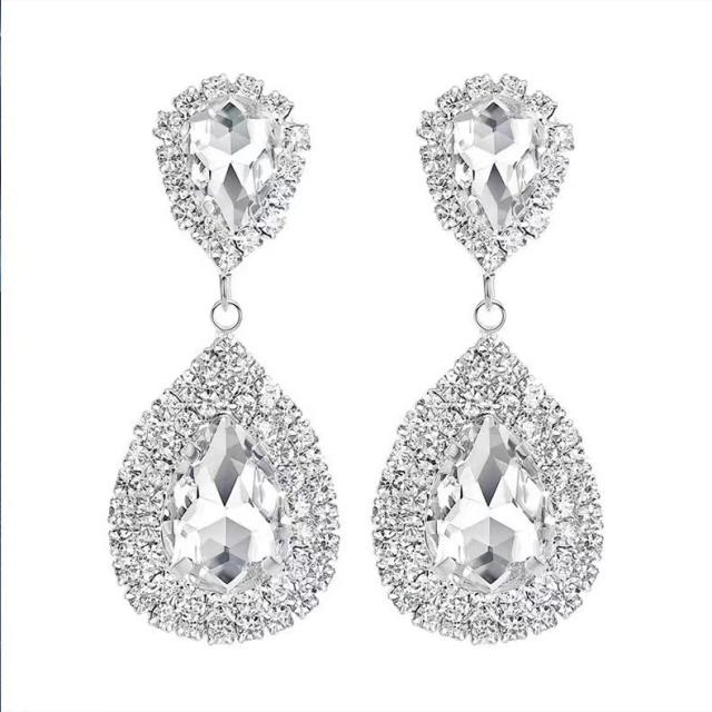 Personality hot bridal jewelry women's elegant full diamond water drop trend earrings