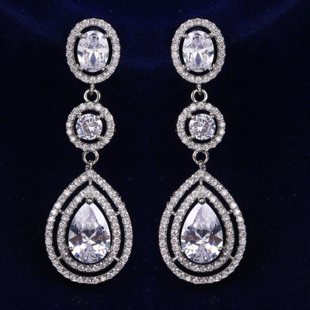 Exaggerated tassel hollow drop zircon earrings rose gold plating bridal wedding accessories earrings