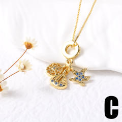 Hot Sale Pearl Flower Starfish Sailing Pendant Necklace Gold Plated copper necklace