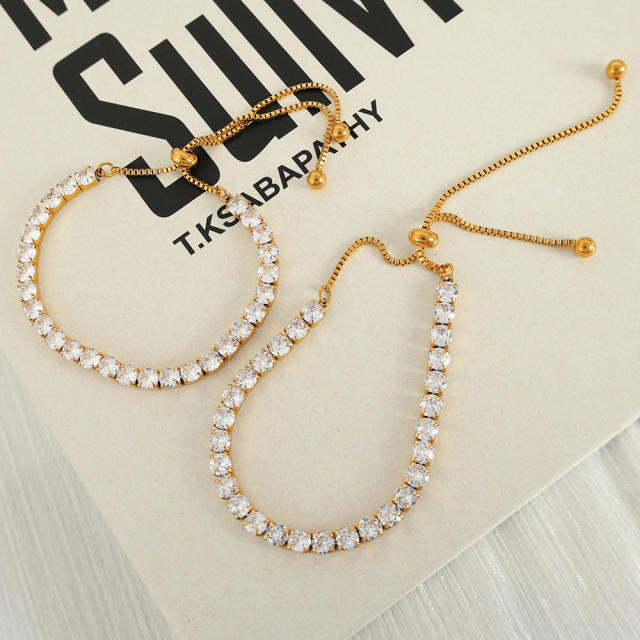Fashion ins style zircon bracelet stainless steel tennis bracelet