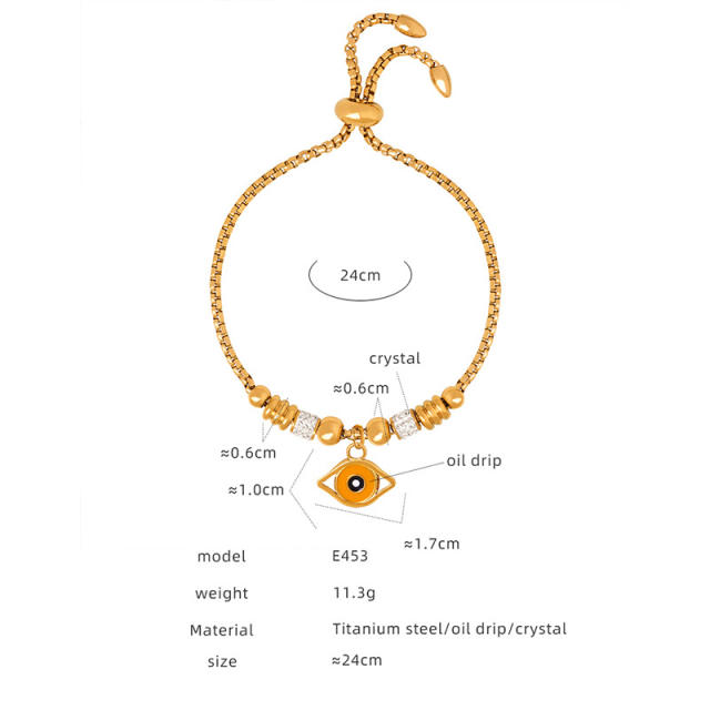 Hot sale diamond evil eye heart star charm stainless steel bracelet collection