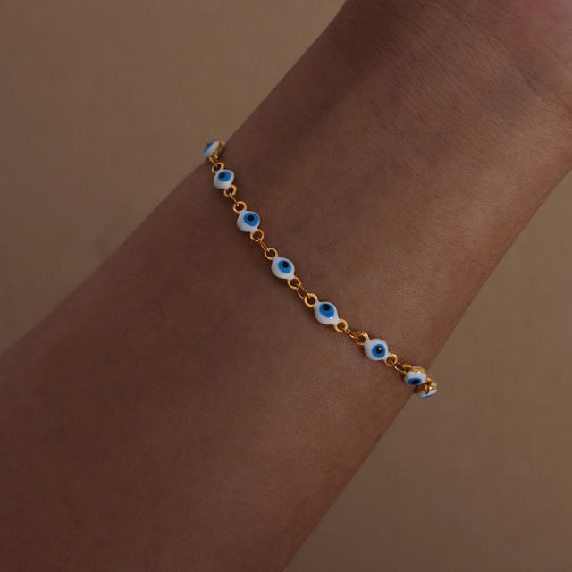 Light luxury dopamine girl colorful enamel evil eye bracelet necklace set for women
