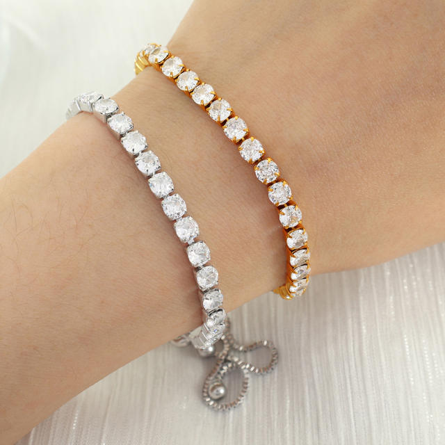 Fashion ins style zircon bracelet stainless steel tennis bracelet