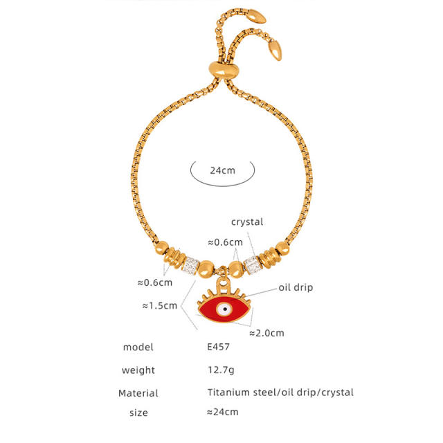 Hot sale diamond evil eye heart star charm stainless steel bracelet collection