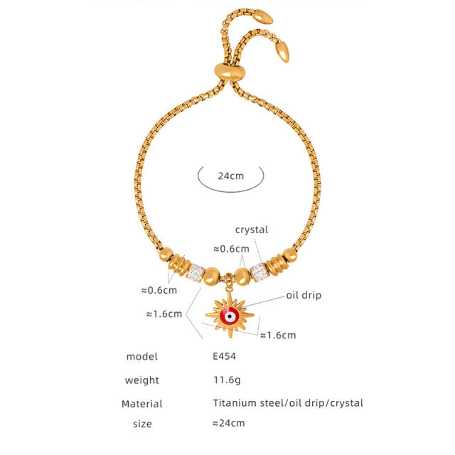 Hot sale diamond evil eye heart star charm stainless steel bracelet collection