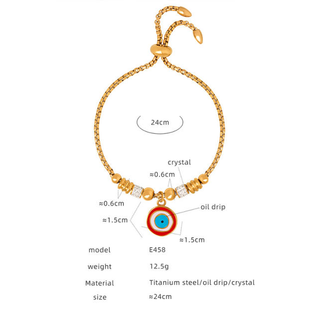 Hot sale diamond evil eye heart star charm stainless steel bracelet collection