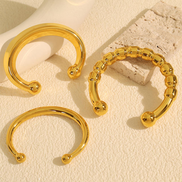 Chunky 18KG stainless steel cuff bangle collection