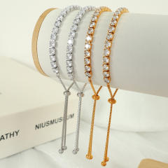 Fashion ins style zircon bracelet stainless steel tennis bracelet
