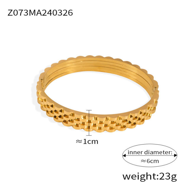 Light Luxury Style Watch Strap Pattern Titanium Steel Gold Plated Creative bangle diamond bangle collection