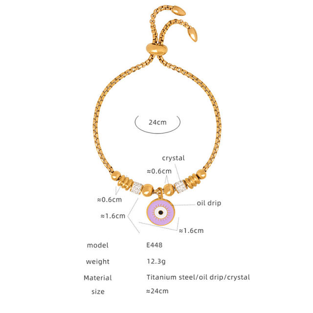Hot sale diamond evil eye heart star charm stainless steel bracelet collection
