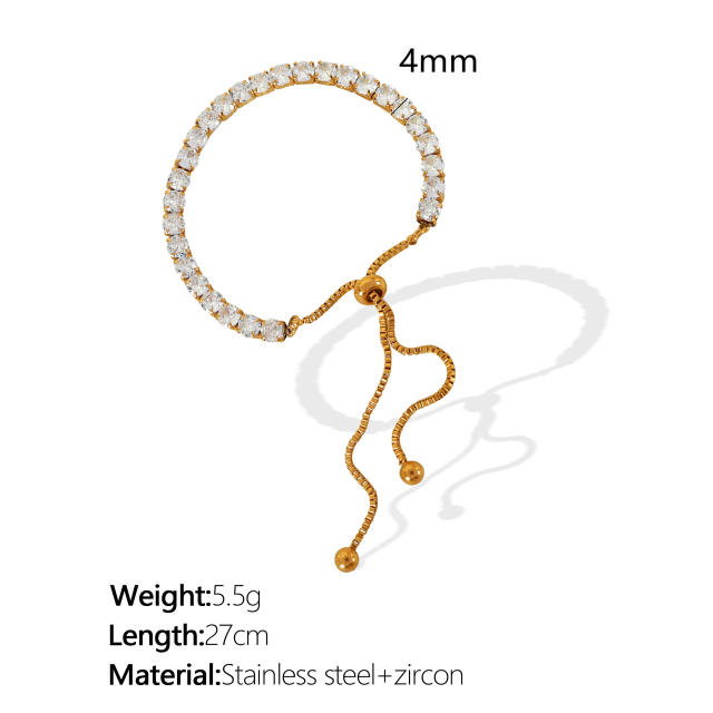Fashion ins style zircon bracelet stainless steel tennis bracelet