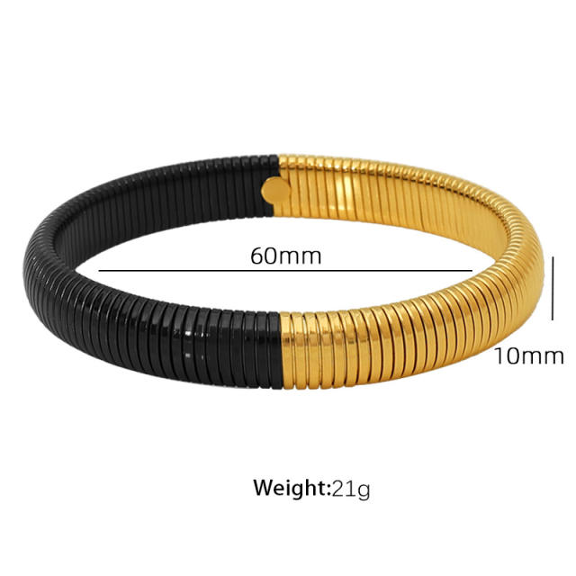 Chunky titanium steel wide bangle personality mix color elastic snake bone bangle