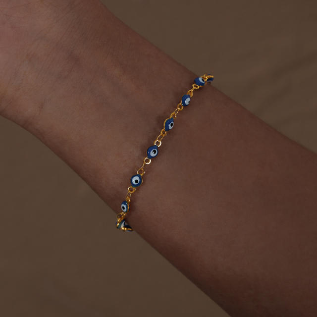Light luxury dopamine girl colorful enamel evil eye bracelet necklace set for women