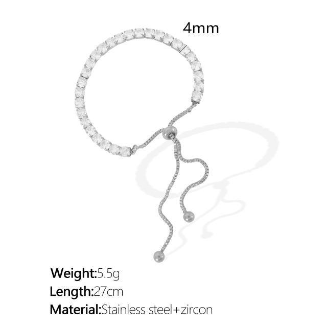 Fashion ins style zircon bracelet stainless steel tennis bracelet