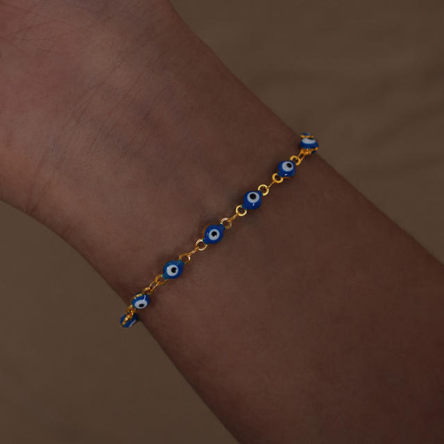 Light luxury dopamine girl colorful enamel evil eye bracelet necklace set for women