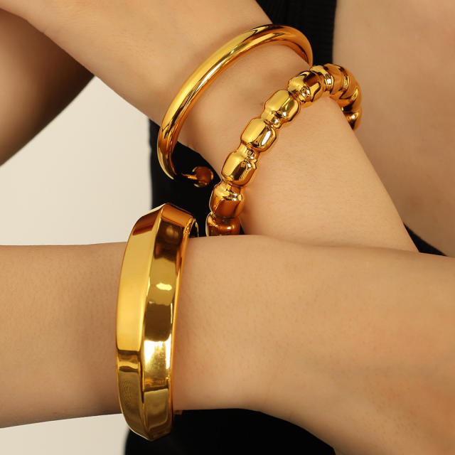 Chunky 18KG stainless steel cuff bangle collection