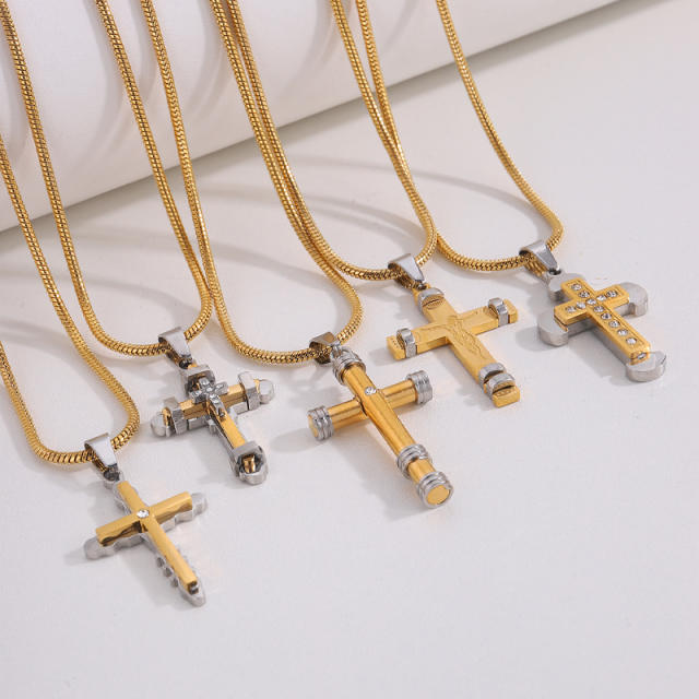 Classic titanium steel cross pendant necklace mix color cross pendant necklace collection