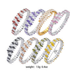 New Fashion Titanium Steel horse eye shape colorful cubic zircon tennis bracelet bangle for wome
