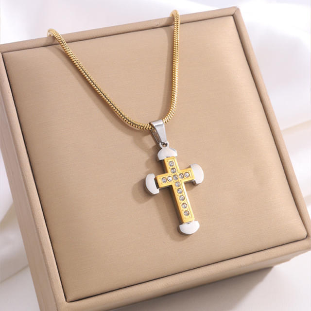 Classic titanium steel cross pendant necklace mix color cross pendant necklace collection