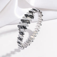 New Fashion Titanium Steel horse eye shape colorful cubic zircon tennis bracelet bangle for wome