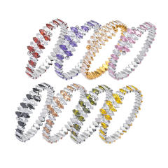 New Fashion Titanium Steel horse eye shape colorful cubic zircon tennis bracelet bangle for wome