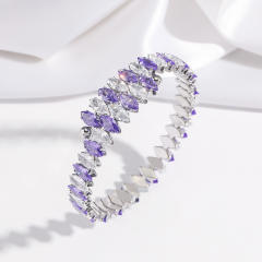 New Fashion Titanium Steel horse eye shape colorful cubic zircon tennis bracelet bangle for wome
