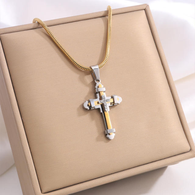 Classic titanium steel cross pendant necklace mix color cross pendant necklace collection