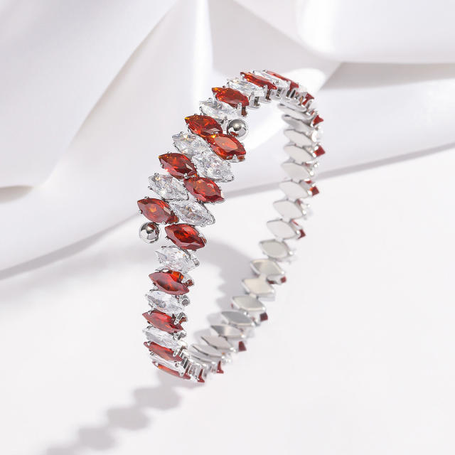 New Fashion Titanium Steel horse eye shape colorful cubic zircon tennis bracelet bangle for wome