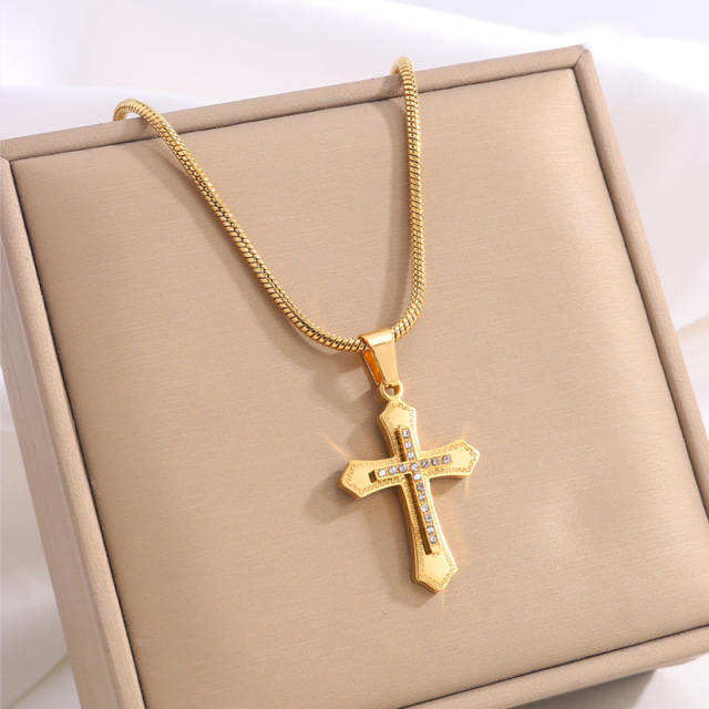 Classic titanium steel cross pendant necklace mix color cross pendant necklace collection