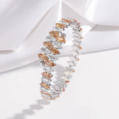 New Fashion Titanium Steel horse eye shape colorful cubic zircon tennis bracelet bangle for wome