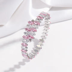 New Fashion Titanium Steel horse eye shape colorful cubic zircon tennis bracelet bangle for wome