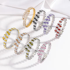 New Fashion Titanium Steel horse eye shape colorful cubic zircon tennis bracelet bangle for wome