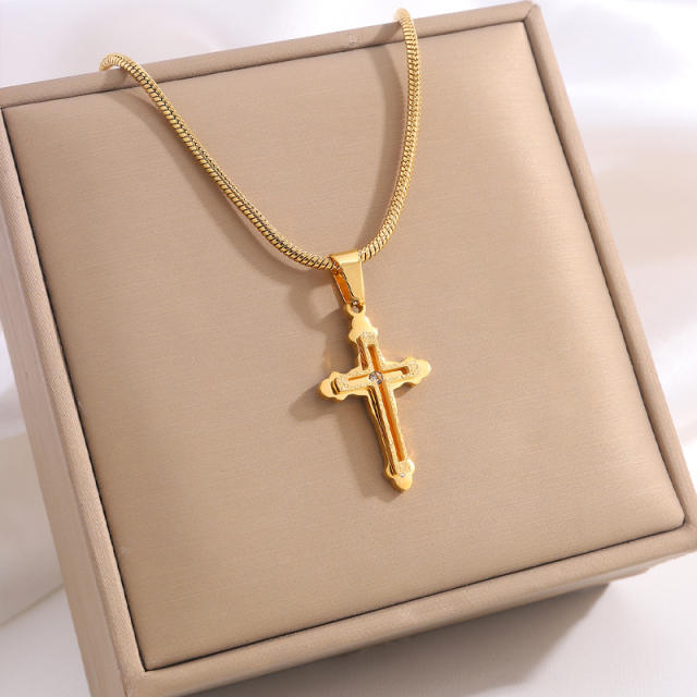 Classic titanium steel cross pendant necklace mix color cross pendant necklace collection