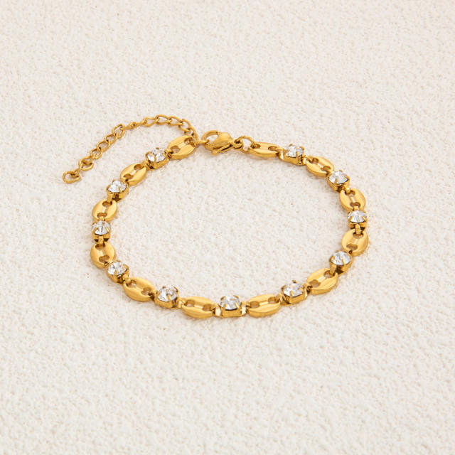 Stainless Steel Zircon evil Eye Bracelet Without Fading 18K Gold Plating High-grade Personality Chain Ornament for Women