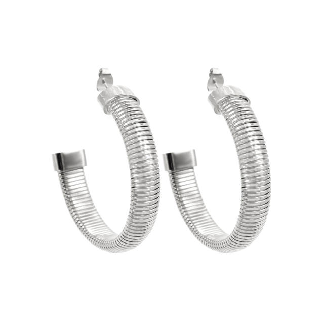 Chunky titanium steel opening bangle earrings stacked Choker jewelry set