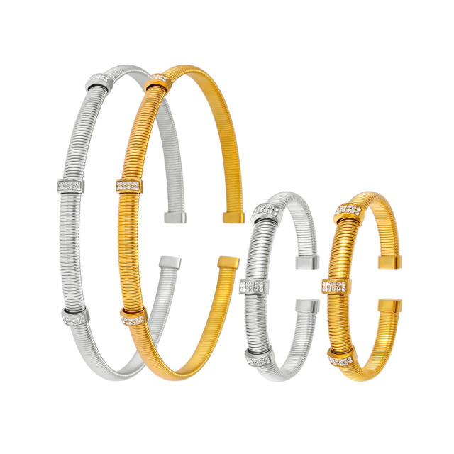 Titanium steel personality suit elastic thread rhinestone bracelet collar set
