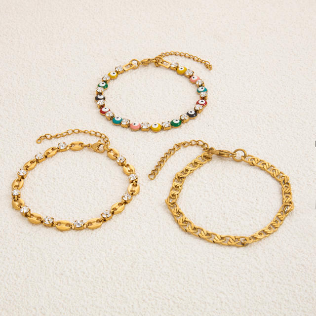 Stainless Steel Zircon evil Eye Bracelet Without Fading 18K Gold Plating High-grade Personality Chain Ornament for Women