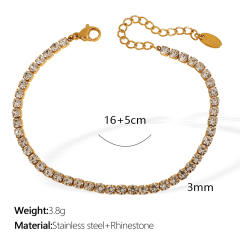 Delicate stainless steel tennis chain necklace bracelet set diamond jewelry for wedding