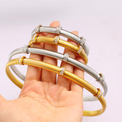 Titanium steel personality suit elastic thread rhinestone bracelet collar set