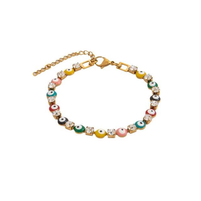 Stainless Steel Zircon evil Eye Bracelet Without Fading 18K Gold Plating High-grade Personality Chain Ornament for Women
