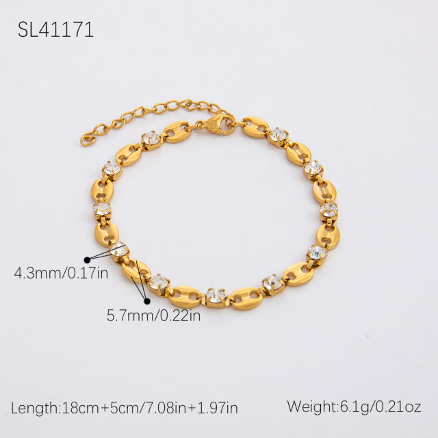 Stainless Steel Zircon evil Eye Bracelet Without Fading 18K Gold Plating High-grade Personality Chain Ornament for Women