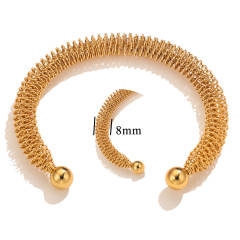 Boho chunky spring design women stainless steel cuff bangle collection