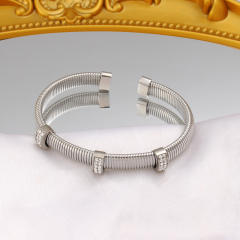 Titanium steel personality suit elastic thread rhinestone bracelet collar set
