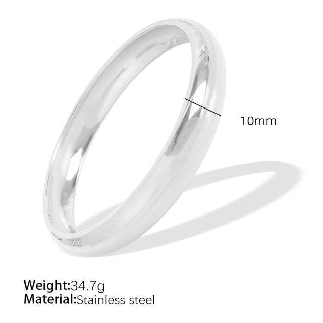 Glossy mirror design titanium steel metal texture couple bracelet large smooth exaggerated design high-end ladies jewelry