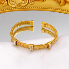 Titanium steel personality suit elastic thread rhinestone bracelet collar set