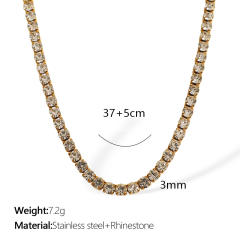 Delicate stainless steel tennis chain necklace bracelet set diamond jewelry for wedding