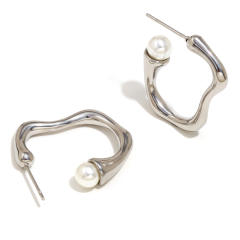 Elegant Simple Bow chunky heart stainless steel dangle Earrings